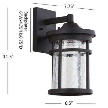 Campo Outdoor Wall Lantern Crackled Glass/Metal Integrated LED Wall Sconce - JONATHAN Y